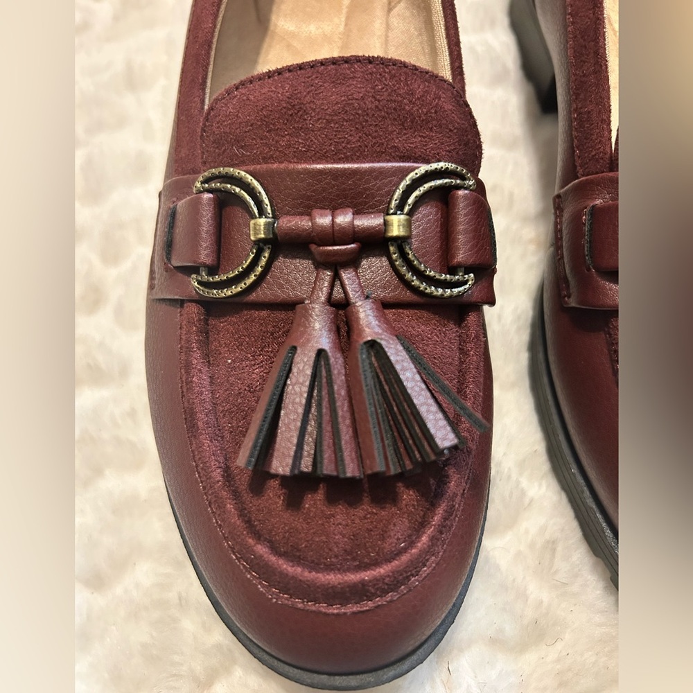 NEW…Life Stride Logan Burgundy Wine Tassel slip on Loafers women’s size 7M - Picture 6 of 12
